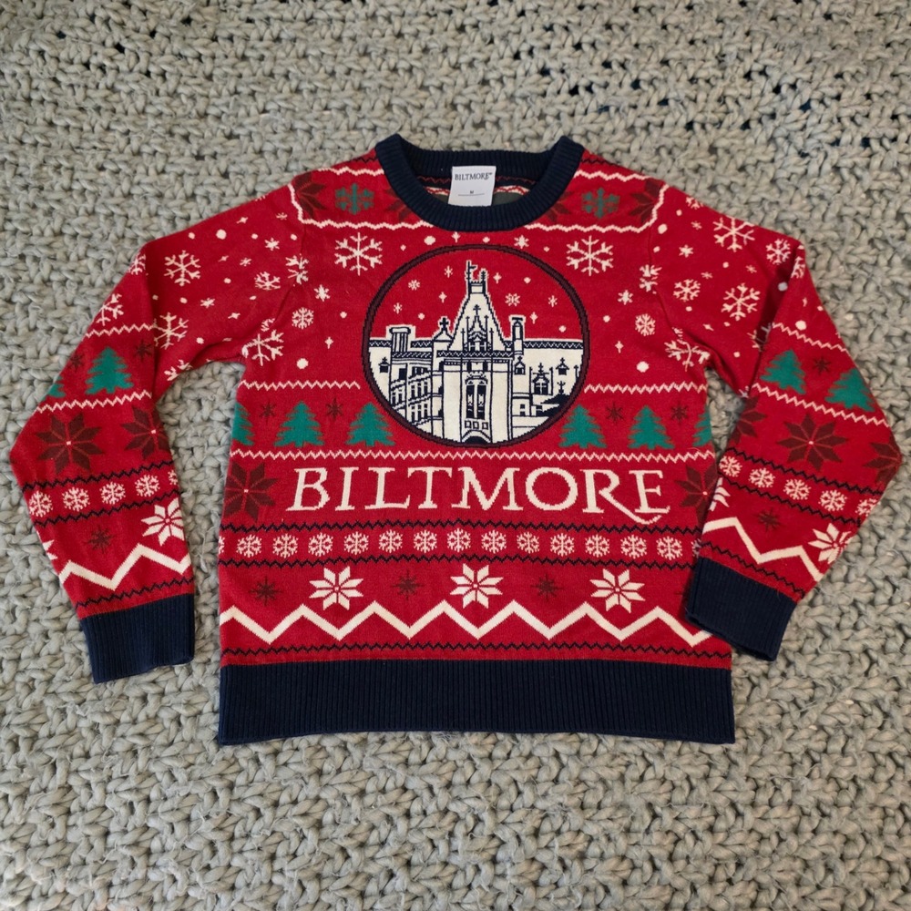 Biltmore Kids Ugly Christmas Sweater Size Medium Red Fair Isle Holiday Festive